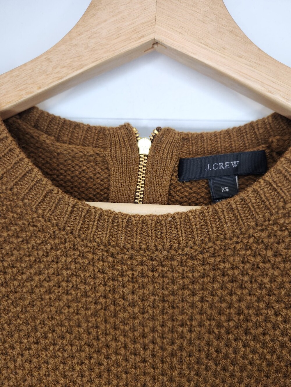 XS J.Crew 100% Wool Women's Brown Crewneck Textured Knit Pullover Sweater - Picture 3 of 6